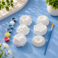 Dessert and flower Plaster of Paris moulds set — 6 cake and rose figures with paint pots and brush