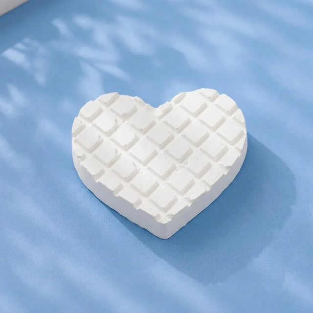 Waffle heart large ready-to-paint plaster figure on blue background